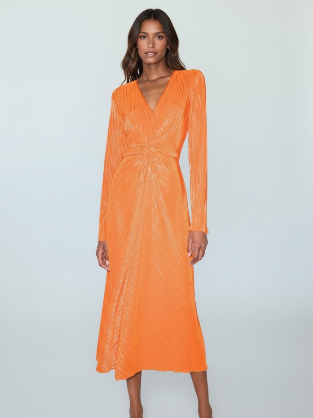 Sierra V-Neck Plisse Midi Dress
